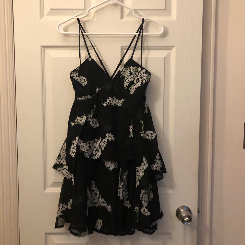 Aqua embroidered tiered dress size small